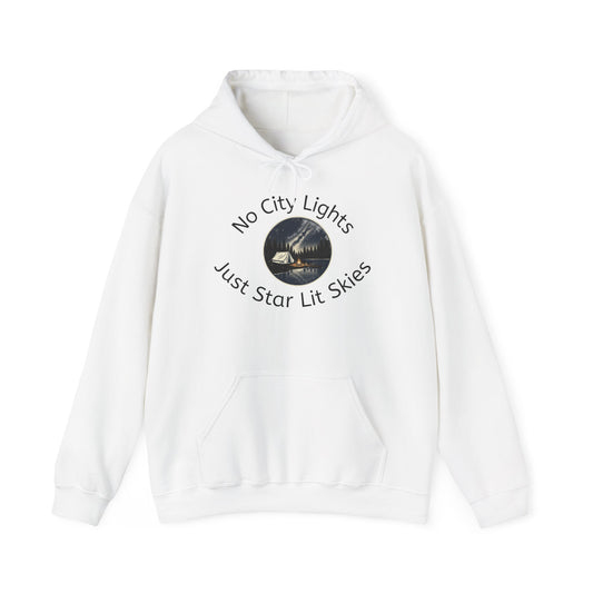 Starry Nights Camping Hoodie — "No City Lights" Outdoor Camping Pullover