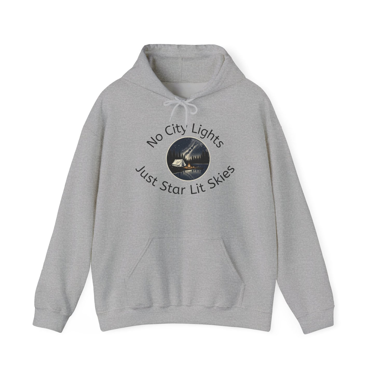 Starry Nights Camping Hoodie — "No City Lights" Outdoor Camping Pullover