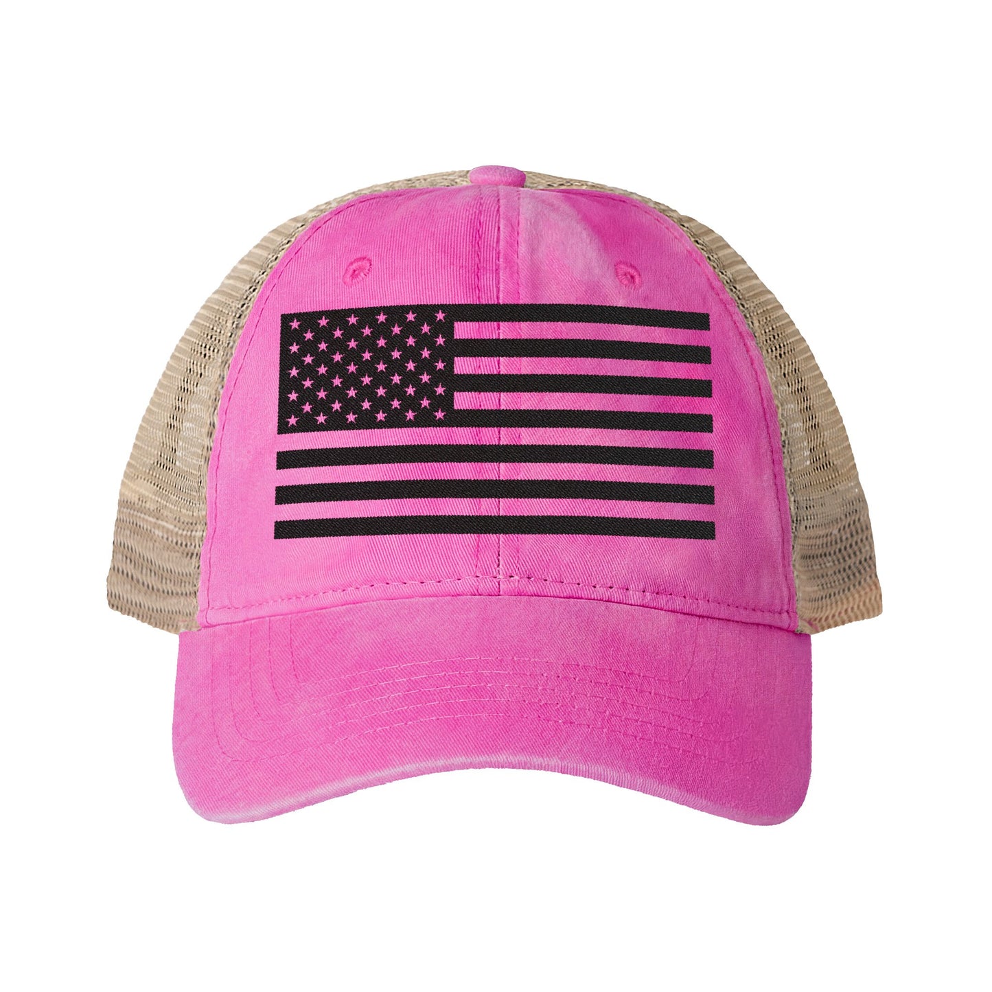 Women's American Flag Ponytail Mesh Back Cap