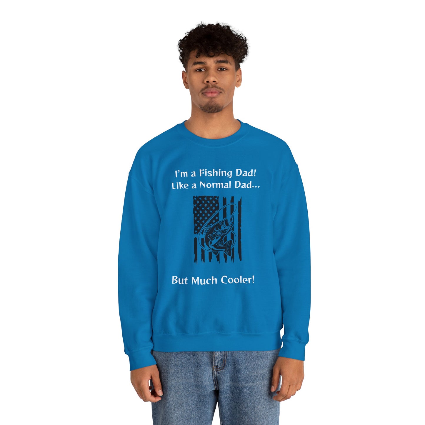 Fathers Day Fishing Flag Crewneck Sweatshirt