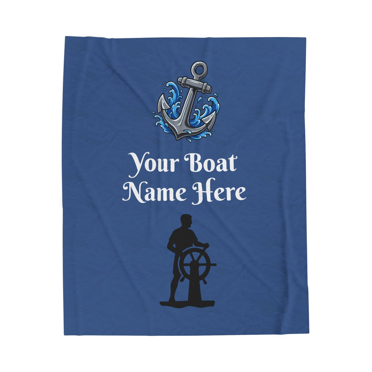 Personalized Nautical Boat Name Velveteen Plush Blanket — Custom Fleece Throw for Baby, Nursery & Coastal Decor