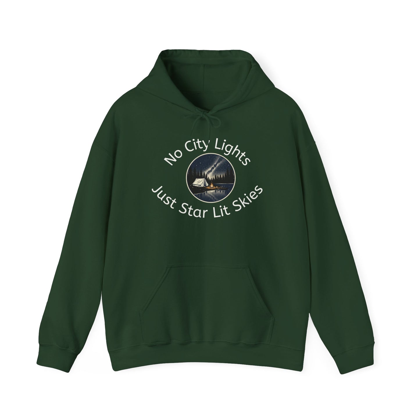 Starry Nights Camping Hoodie — "No City Lights" Outdoor Camping Pullover