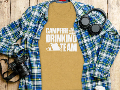 Campfire Drinking Team Tent Design Camping Adventure T-Shirt