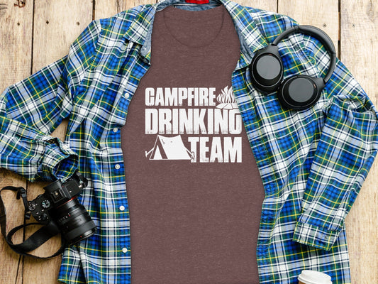 Campfire Drinking Team Tent Design Camping Adventure T-Shirt