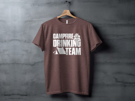 Campfire Drinking Team Tent Design Camping Adventure T-Shirt