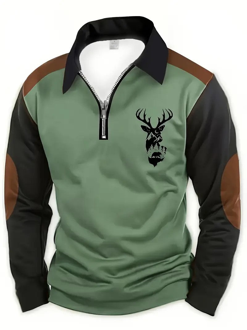 3D Printed Men's Long Sleeve Polo Shirt