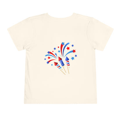 4th of July Toddler Tee – Patriotic Truck & Fireworks Kids Shirt