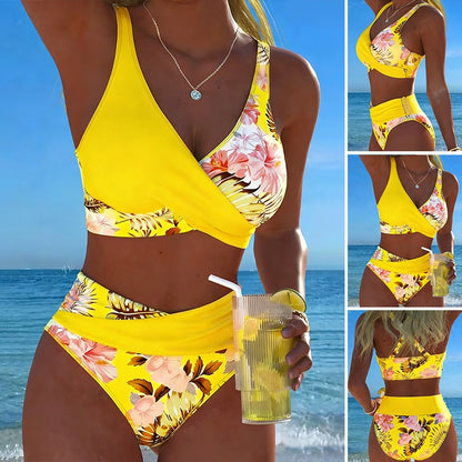 Women's Floral Print Bikini Casual Set