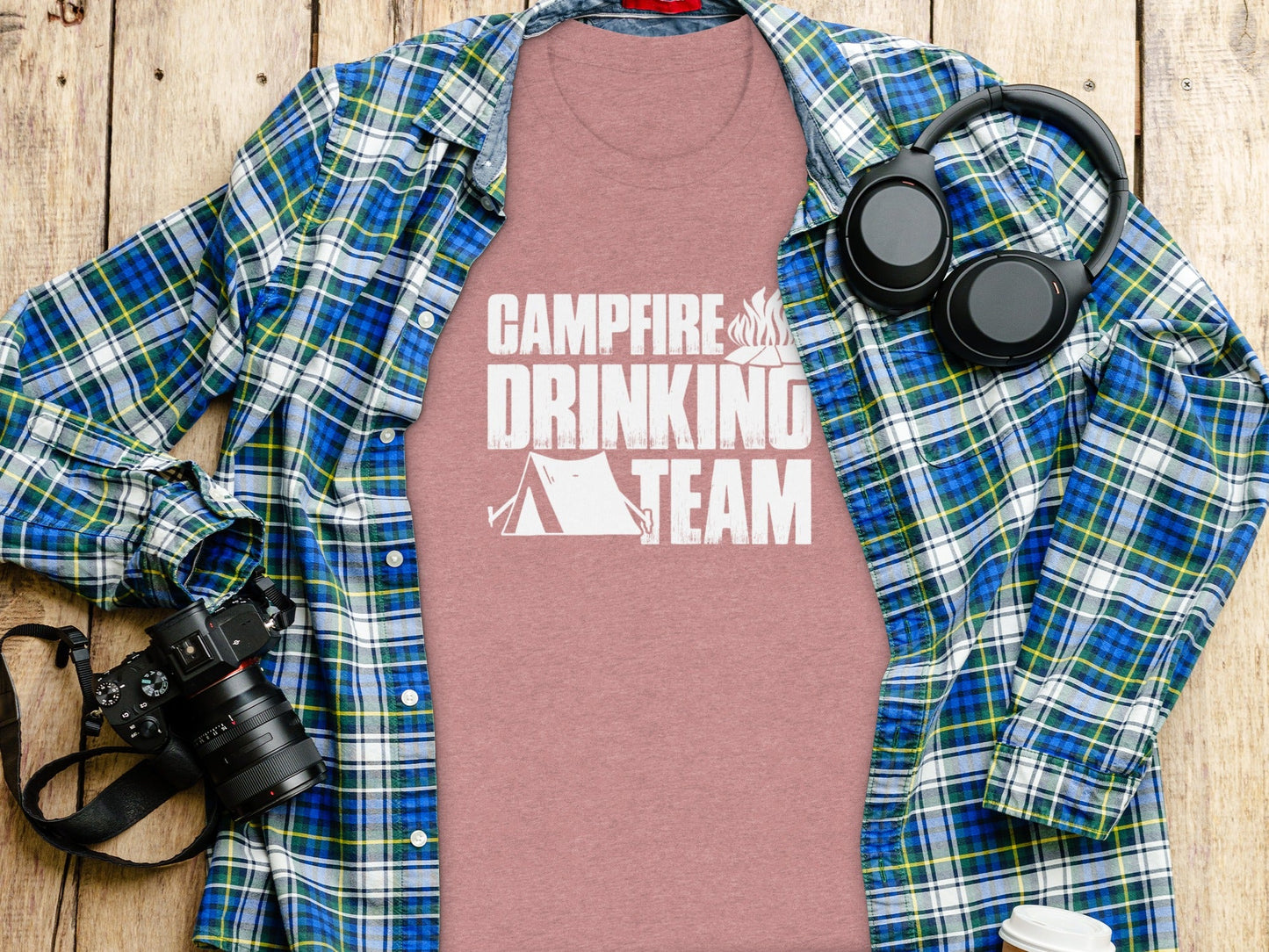 Campfire Drinking Team Tent Design Camping Adventure T-Shirt