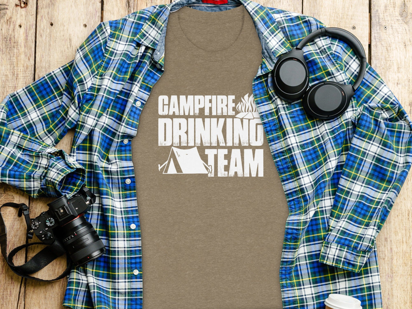 Campfire Drinking Team Tent Design Camping Adventure T-Shirt