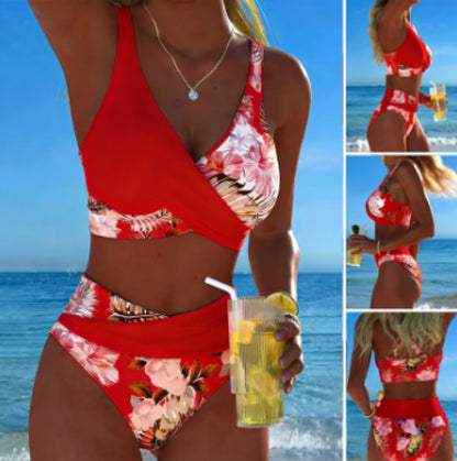 Women's Floral Print Bikini Casual Set