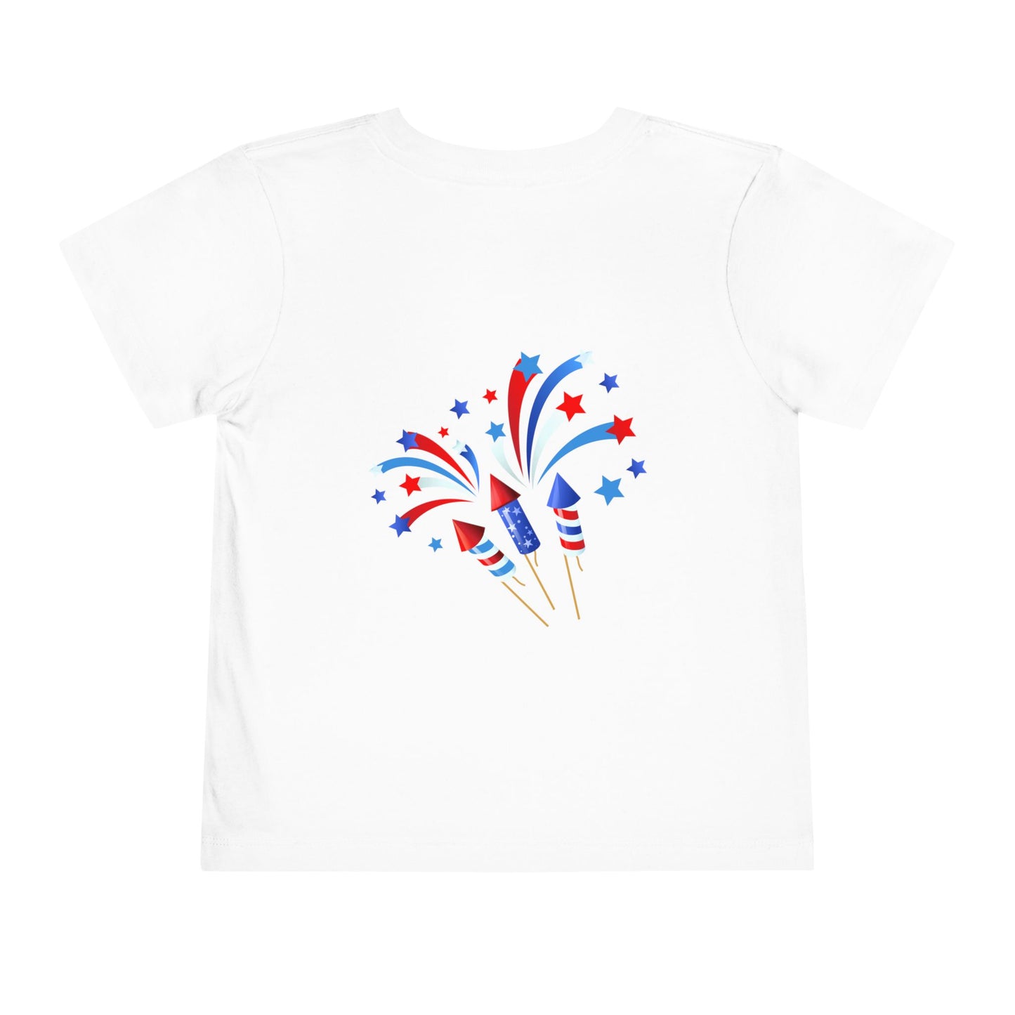 4th of July Toddler Tee – Patriotic Truck & Fireworks Kids Shirt
