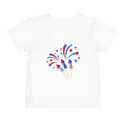 4th of July Toddler Tee – Patriotic Truck & Fireworks Kids Shirt