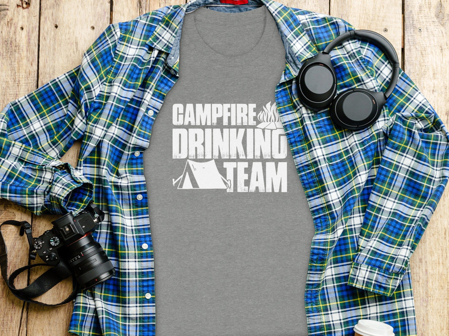 Campfire Drinking Team Tent Design Camping Adventure T-Shirt