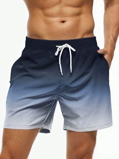 Men's Gradient Color Block Swim Trunks
