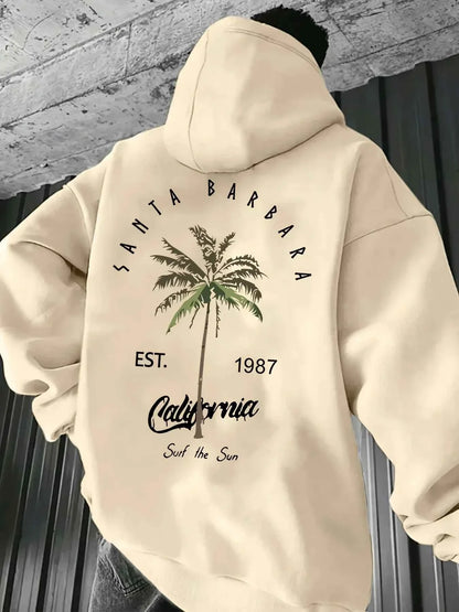Tropical Palm Tree Print Hooded Sweatshirt