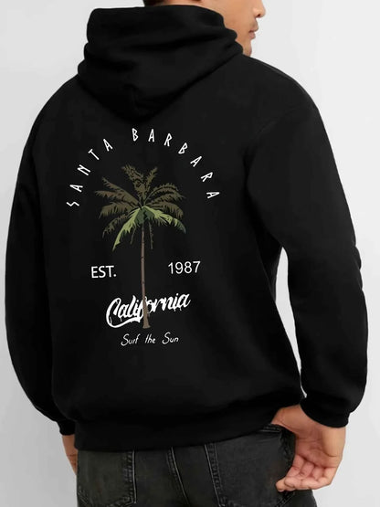 Tropical Palm Tree Print Hooded Sweatshirt