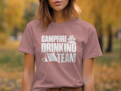 Campfire Drinking Team Tent Design Camping Adventure T-Shirt