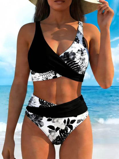 Women's Floral Print Bikini Casual Set