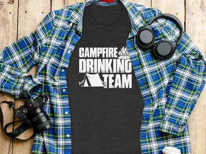 Campfire Drinking Team Tent Design Camping Adventure T-Shirt