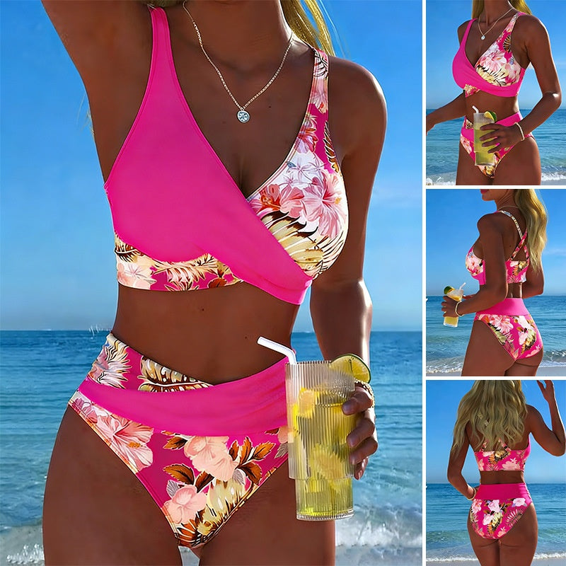 Women's Floral Print Bikini Casual Set