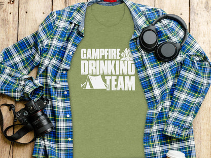 Campfire Drinking Team Tent Design Camping Adventure T-Shirt