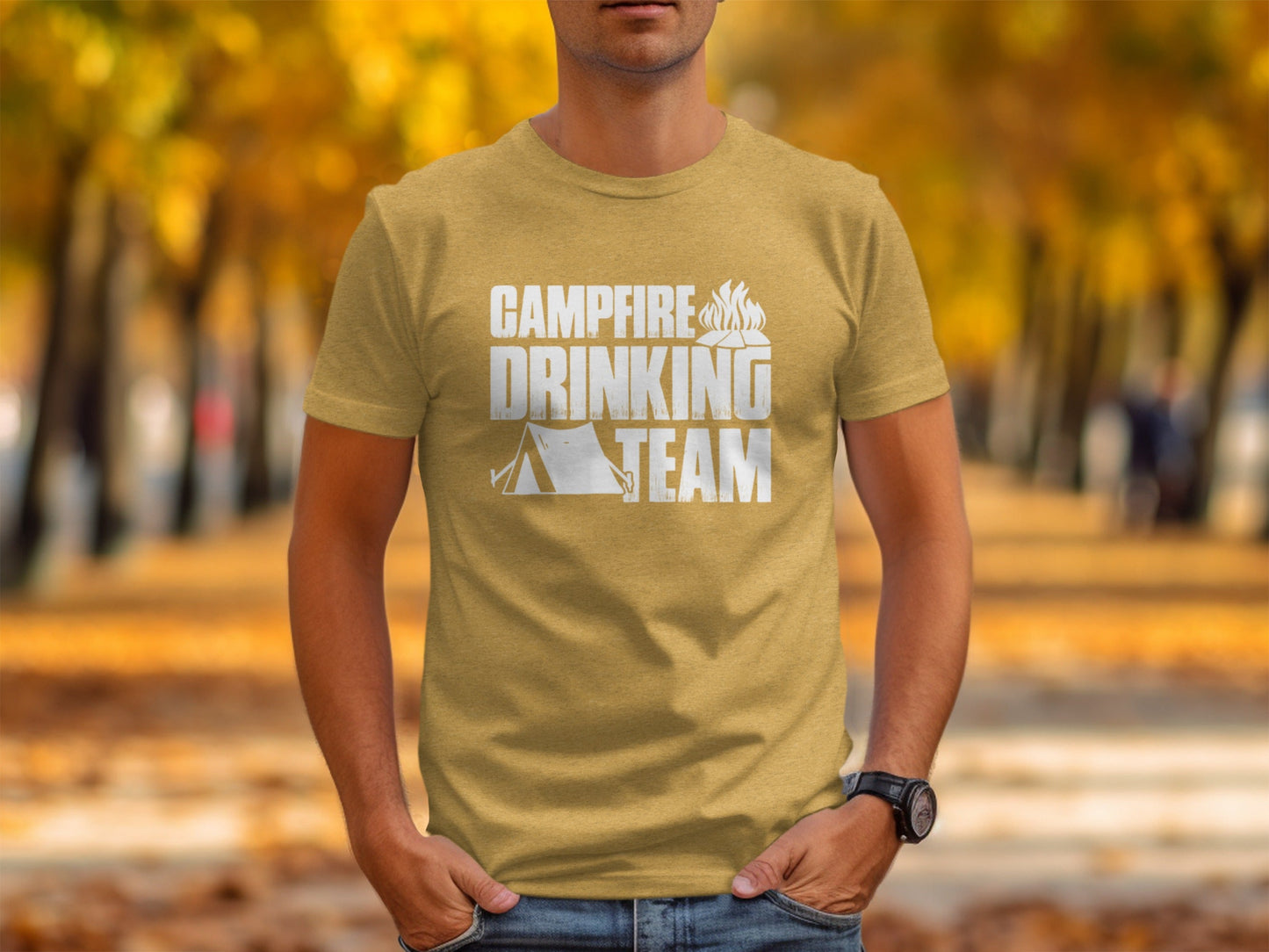 Campfire Drinking Team Tent Design Camping Adventure T-Shirt