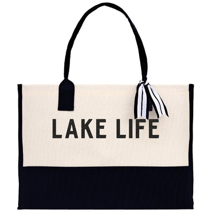 Lake Life Tote Bag - Large Chic Tote Bag - Gift for Her - Girls Weekend Tote - Weekender Bag - Weekend Tote - Boat Bag - Lake Life Gift